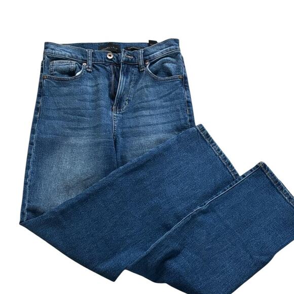 Dark Wash High-Rise Flare Jeans - Classic Stretch Denim, Kendall + Kylie - Picture 1 of 6